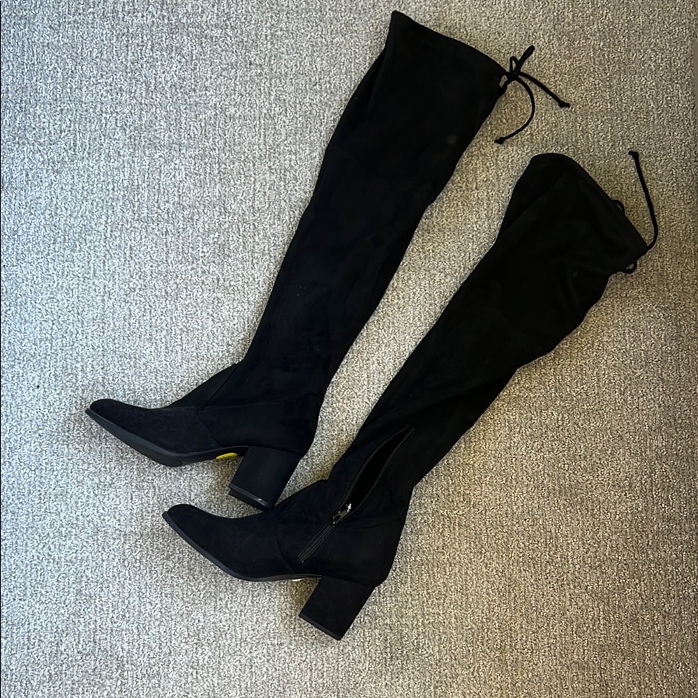 Unisa Black Over-the-Knee Boots with Block Heel